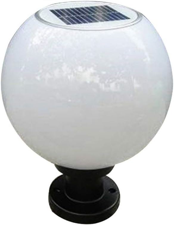 200MM Led Solar Post Light Outdoor Round Ball Landscape Light for Exterior House Garden Yard Patio Fence Deck White Random Base