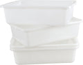 4 Packs 34 Liter Plastic Rectangle Utility Bus Box White Commercial Bus Tub Box