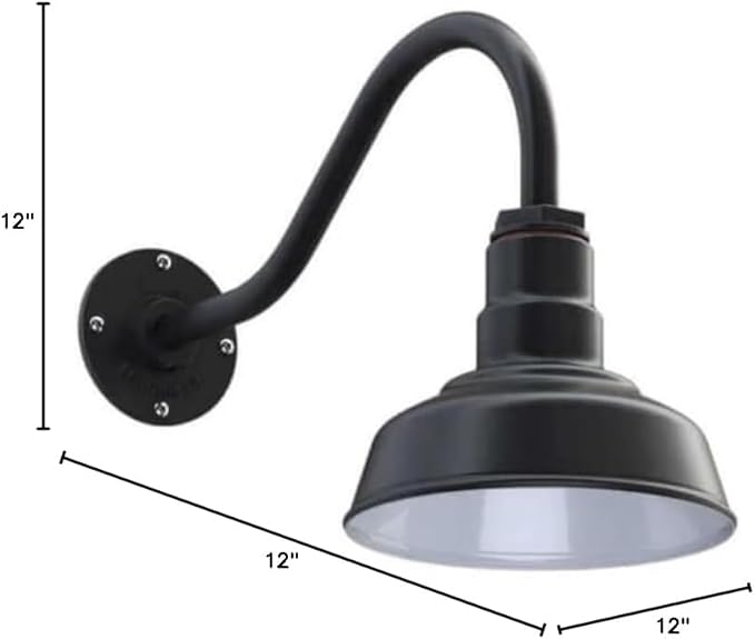 AGB101-10-AS8 MAT Black - Standard Barn Light with Gooseneck Arm | Outdoor LED Lights Classic Floodlight Design for Barn Lights Outdoor Durable Metal Construction Energy-Efficient
