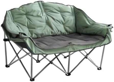 Kuma Outdoor Gear - Bear Buddy Double Camping Chair-with Carry BagCamping Gear for Outdoor Hiking Picnic Fishing BBQ and Camping Events Comfy Loveseat for Adults (Sage/Graphite)
