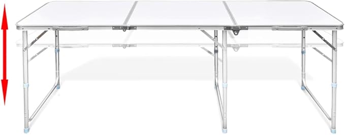Foldable Camping Table Height Adjustable Aluminium 180 x 60 cm