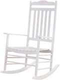 Outdoor Patio Rocking Chair Furniture Comfy Rocker for Adults Porch Balcony Garden Indoor Outside Wooden White