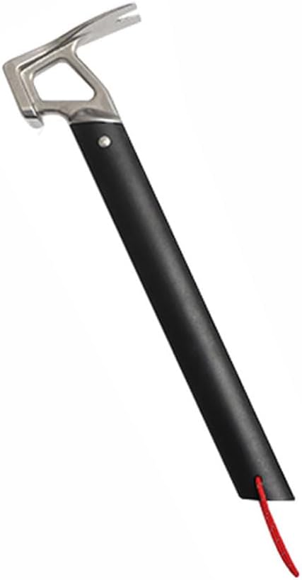 Multi-Functional Tent Stake Hammer Portable Stainless Steel Ox Horn Head Tent Stake Hammer with Aluminium Handle for Camping Hiking Backpacking Gardening (Black)