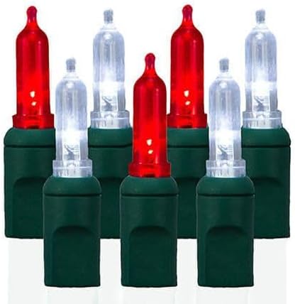 Pro Christmas T5 LED Christmas Lights - 70 Count Classic 5mm String Light Set - Professional Grade Indoor/Outdoor Commercial Holiday Lights for Trees Bushes &amp Décor - Pure White &amp Red