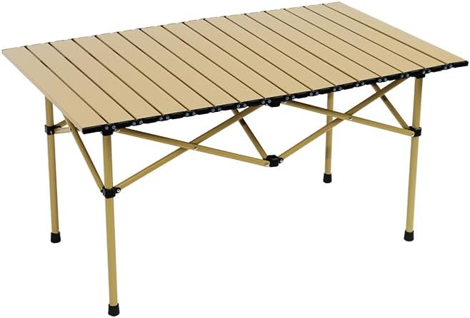 Wind Tour Portable Camping Table Folding Side Table Aluminum Lightweight Table with Carry Bag for Outdoor Cooking Hiking Picnics BBQ Travel (37.4 * 22.4 * 19.7InchesKhaki)