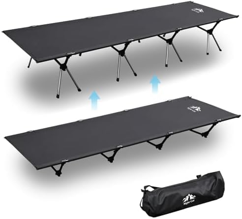 Night Cat Camping Cot Bed - Portable Folding Sleeping Cots for Adults 1-Person Outdoor Elevated Off-Ground Beds Easy Set-up Army Sleeping Bed 87x32