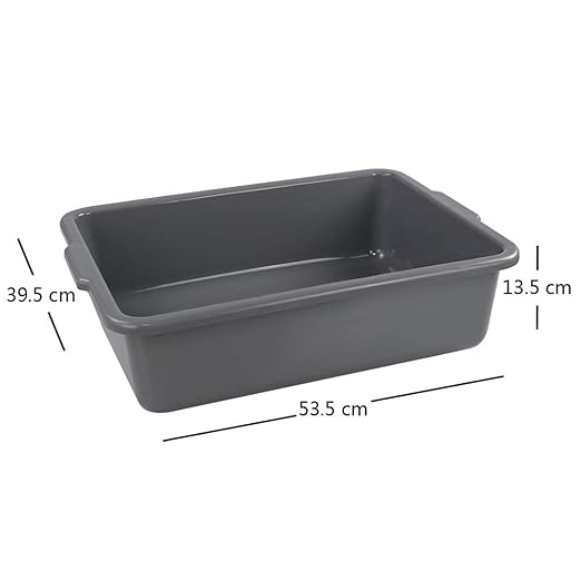 Kiddream Set of 4 Rectangle Bus Tubs 24 Quart Plastic Commercial Bus Trays Grey