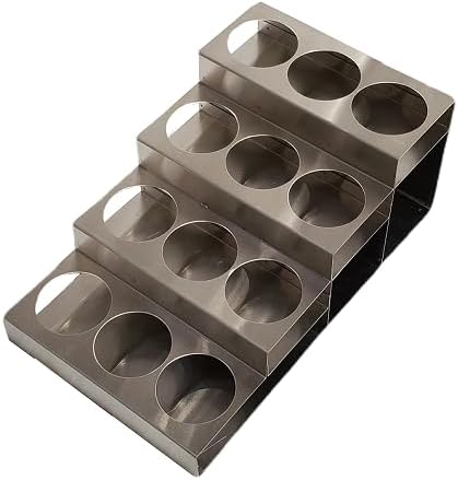 Rattleware 4-Tier Stainless Steel 12 Bottle Coffee Syrup Wire Rack Fifths – Shelves for Wine or Condiments - Durable Storage Organizer for Home Kitchen Office Garage or Commercial Use (Silver)