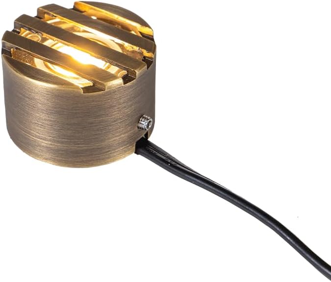 VOLT 12V 1W 2200K Candlelight IP67 Watertight 100 Lumen Solid Brass BuddyPro LED Puck Light (Grated) for Deck Step or Hardscape Outdoor Lighting