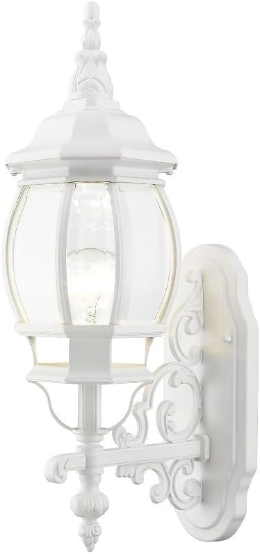 Livex Lighting 7520-13 Frontenac Traditional 1-Light Outdoor Wall Lantern with Clear Beveled Glass Shades 21 x 7 x 21 White