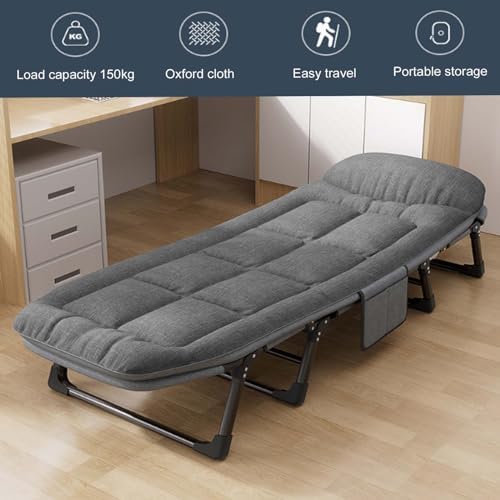 Portable Folding Adult BedCamping Cot Folding Camp Beds Heavy Duty Camping Bed with Mattress Height Adjustable Sleeping Cot Outdoor Travel Office Portable Camping Cot for Sleeping F