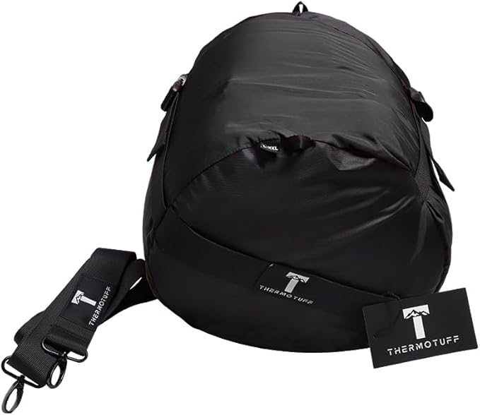 Thermotuff Wearable Fur-Lined Sleeping Bag Long Sleeves Pockets &amp Adjustable Drawstring - Ideal for Camping Cold Weather Hiking and Stadium Sak Blanket Black (L-XXL)