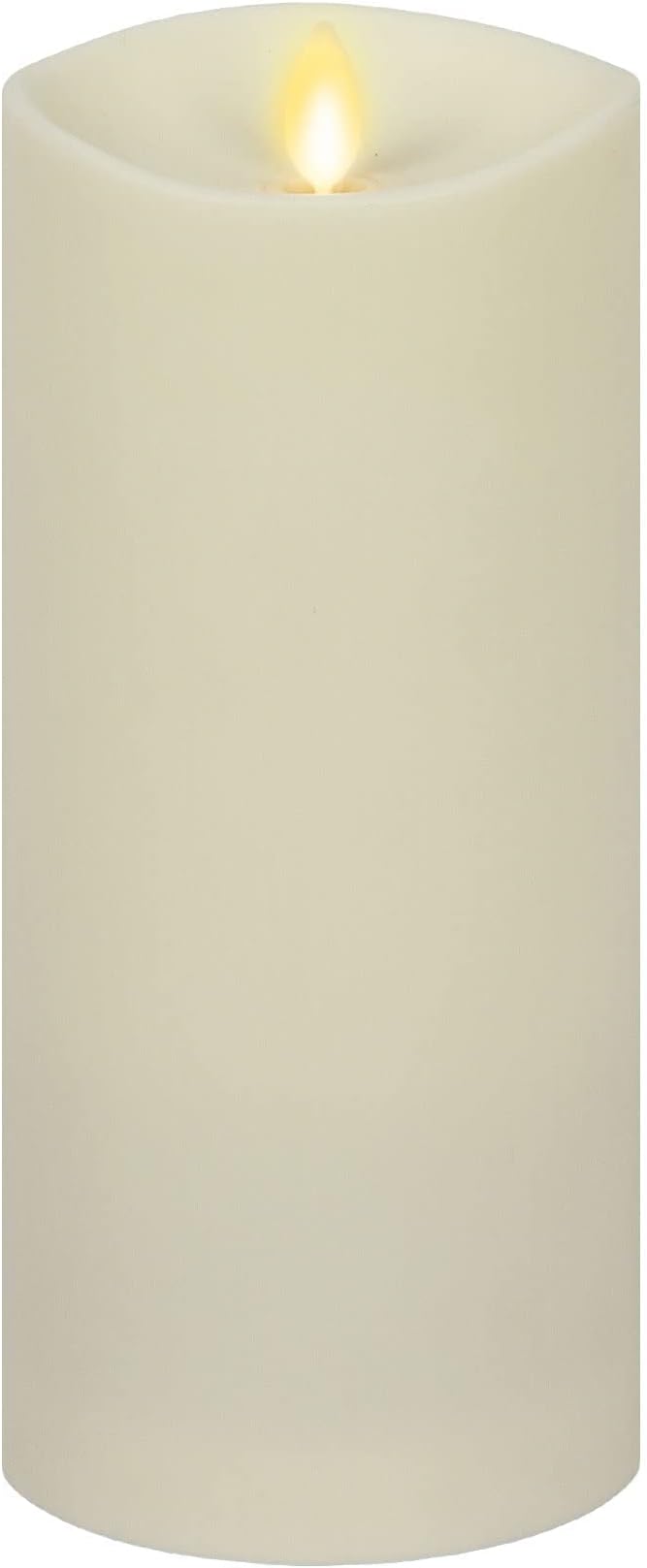 Luminara Outdoor Flameless LED Ivory Candle Melted Edge 3.75 x 9 Real Moving Flame Battery Operated Timer Plastic Weather-Resistant