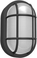 RAB Lighting Bulk LED Wall Pack Bulkhead Wall Sconce – Aluminum Impact-Resistant Glass – Indoor/Outdoor Use – 10W/8W/6W 20W/16W/12W – 3000K/4000K/5000K – Oval Black (BULKH20)