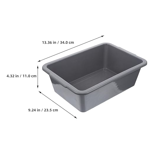 2pcs Plastic Rectangular Bus Tubs 34x23.8x10.9cm Commercial Dish Wash Basin Tubs for Restaurant and Home Multipurpose Storage and Transport