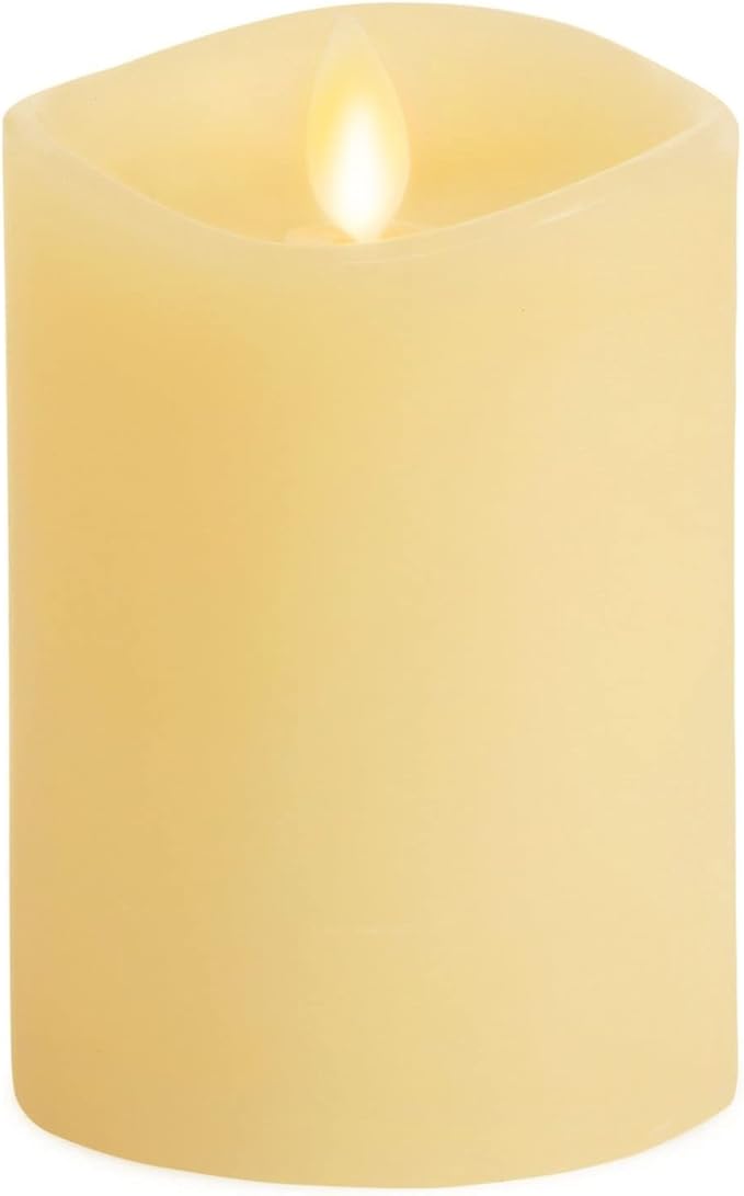 Luminara Realistic Artificial Moving Flame Pillar Candle - Moving Flame LED Battery Operated Lights - Unscented - Remote Ready - Remote Sold Separately - Ivory - 3 x 4.5