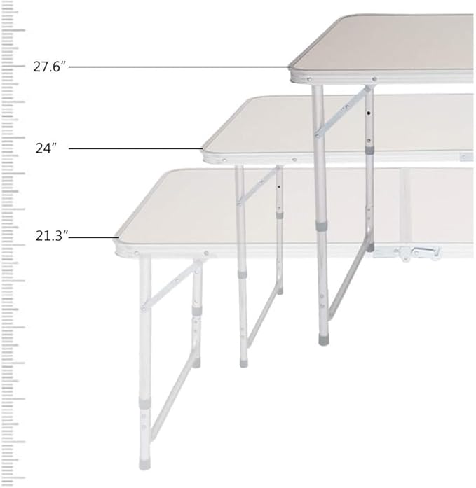 MPM Folding Table 4FT Portable Lightweight Aluminum Camping Table Adjustable Height with Handle for Outdoor Indoor