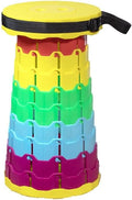 Retractable Folding Stool Rainbow Multi-Color Portable Telescoping Design Adjustable Height for Outdoor Travel Camping (Yellow)