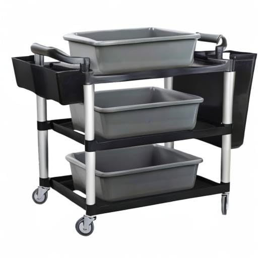 Begale 4-Pack 23 L Large Plastic Commercial Utility Bus Box Bus Tubs Gray