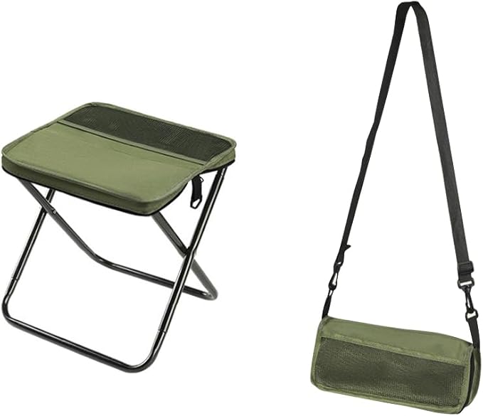 Foldable Backpack Stool2026 Folding Stool Ultralight 2-in-1 Handbag Satchel Style Collapsible Pocket Stool for Camping Hiking Fishing Travel Hunting (Green Large)