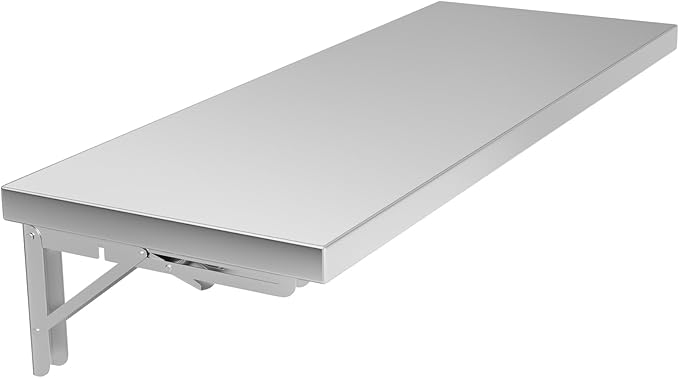 Folding Wall Shelf 31.5 x 12 Stainless Steel Wall Mounted Folding Table 110lb Capacity Floating Concession Shelf for Food Trucks Trailer Windows Kitchen Restaurant Garage Utility Room