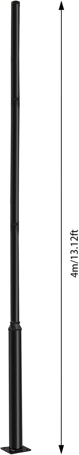 Street Light Pole Black Galvanized Solar Street Lamp Post Split Street Lamp Post Outdoor Street Courtyard Parking Lot Lighting Post with Mounting Rebar Cage (13 FT 114+76mm)