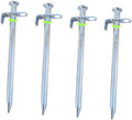POPETPOP 4pcs Shape Tent Stakes Kit Ground Nails for Camping Canopy Tent Awning Rope and Hook