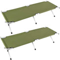 Portable Folding Camping Cot Heavy Duty Sleeping Bed with Carrying Bag 610D Oxford Cloth &amp Lightweight Aluminum Frame 275lbs Load Outdoor Cot for Adults Travel Hiking Office (Green 2 Pack)