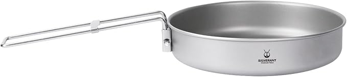 SILVERANT Camping Plate Titanium Pan Dish Plate with Handle &amp Mesh Bag Large Reuseable Ultralight Dinner Plate for Camping Outdoors Backpacking (750ML)