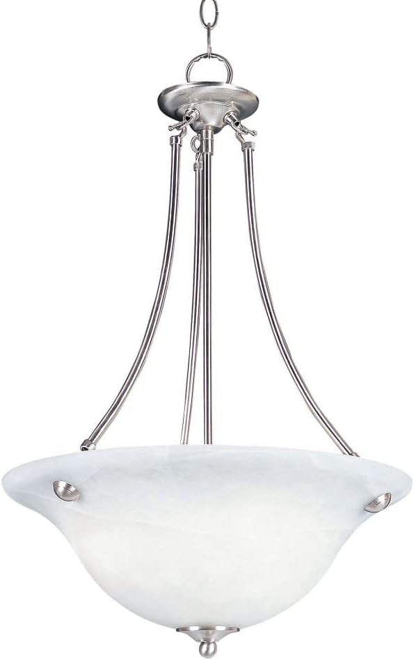 Maxim Lighting 2682MRSN Malaga-3 Light Invert Bowl Pendant in Transitional style-16 Inches Wide by 24.5 inches high Finish Color: Satin Nickel Installation: Traditional