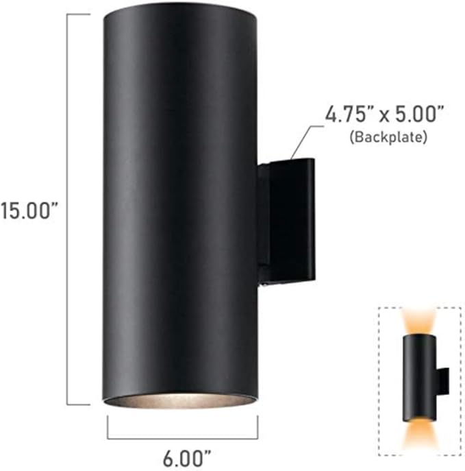 Kichler Cylinders 15 2-Light Outdoor Cylinder Wall Sconce in Black (15 H x 5.75 W) 9246BK