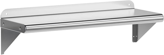 Stainless Steel Shelf Wall Mounted NSF Commercial Wall Shelf Floating Shelving for Kitchen Restaurant Home Hotel 36 x 12 Inches Flat Surface