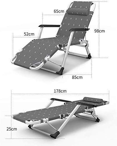 FWZJ Sun Lounger Patio Folding Beach Garden Camping Fishing Recliner Chair Adjustable Detachable Headrest Pool/Outdoor Recliner Supporting 400 kg (Black)