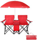Camping Chairs Folding Double Chair with Removable Umbrella Cup Holders Cooler Bag Side Pocket &amp Carry Bag for Beach Outdoor Sports Concerts Travel Picnic