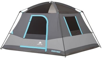 10' x 9' Ozark Trail Six-Person Dark Rest Cabin Family Camping and Adventure Tent Includes a Gear Loft Hanging Organizer and Electrical Port Access and Ground Vent for Improved Air Circulation