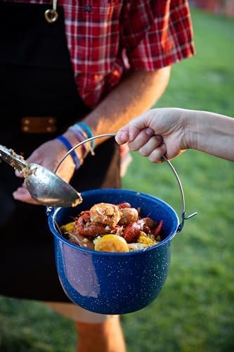 GSI Outdoors Convex Kettle for Soup Stew or Water Pot - Camping Enamelware 4.25 qt