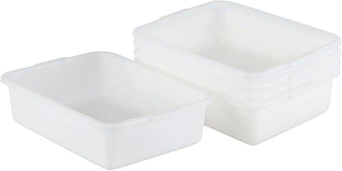 8 Liter Bus Tub Shallow Plastic Tub/Wash Basin 5 Pack White