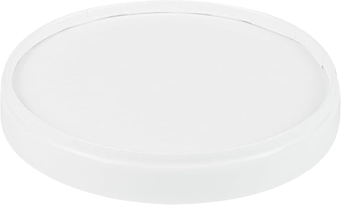 Restaurantware LIDS ONLY: Coppetta 3.82 x 0.63 Inch To Go Cup Lids 200 Durable Ice Cream Cup Lid - With Plastic Spoon For Hot &amp Cold Foods White Paper Disposable Lid For Dessert Cups