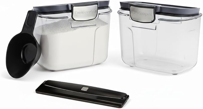 Progressive International ProKeeper+ Clear Plastic Airtight Food Baker's Kitchen Storage Organization Container Canister Set with Magnetic Accessories 2- Piece Set (Specialty Flour 1.5-Quart)