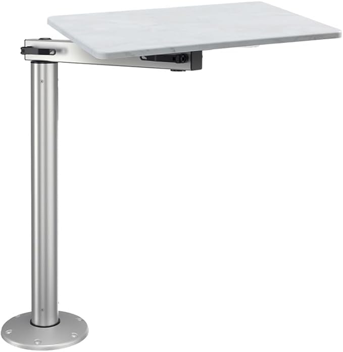 Manufacturers' Select ITC RV Side Table with MOD with Cypress Floor Mount Table Leg System (Roman Marble Table Top w/Silver MOD with Cypress Table Leg)