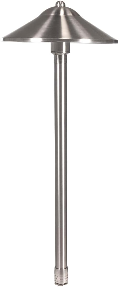 VOLT Max Spread 12V Stainless Steel Path Light (25 Tall 9 Shade) with 3W 2700K Warm White G4 LED Bulb for Low Voltage Landscape Lighting on Outdoor Pathway Walkway Garden Driveway or Patio