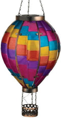 Regal Art &amp Gift Hot Air Balloon Solar Lantern – Hanging Solar-Powered LED Lights Waterproof Portable Decorative Outdoor Lamp Made of Metal &amp Glass for Garden Patios &amp Pathway – Stripe(X