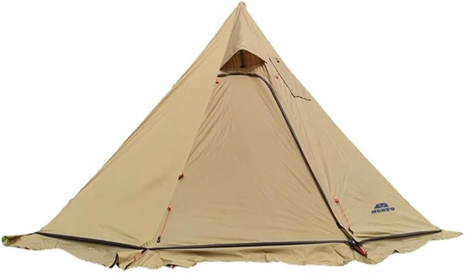 Tipi Hot Tent with Fire Retardant Stove Jack for Flue Pipes 3~4 Person Lightweight Teepee Tents with Snow Skirt for Family Team Outdoor Backpacking Camping Hiking