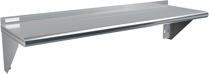 STABLEINK Stainless Steel Shelf 14x48 inches Heavy Duty Commercial Shelves Wall Mount Metal Shelving for RestaurantKitchenLaundry RoomGarageHome