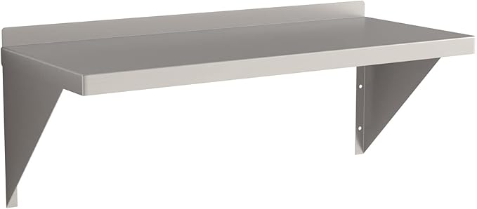 18 Gauge Stainless Steel 15 x 36 Solid Wall Shelf