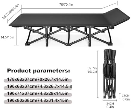 Portable Folding Adult BedAdult Folding Bed Camping Cot Folding Camping Cot with Mat for Adults Heavy Duty Outdoor Bed with Carry Bag Layer Oxford Travel Camp Cots for Camping Spare