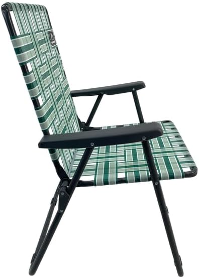 MOUNTAIN SUMMIT GEAR Retro Webbed Camping Chair - Lightweight Foldable Durable Steel Frame 300lb Capacity Vintage Stripes by Caddis Sports (2 Sage Green)
