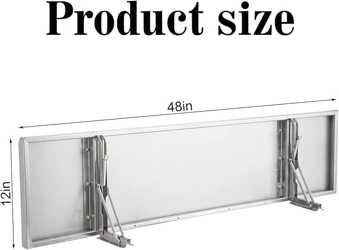 Concession Shelf 48 L x 12 W Stainless Steel Drop Down Folding Serving Food Shelf for Concession Window