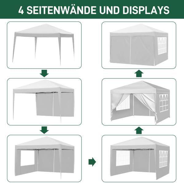10x10 FT Pop Up Canopy Tent Portable Commercial Canopy Tent Outdoor Gazebo for Home Party &amp OutdoorPortable Shelter Gazebo Easy Outdoor Sun Shade for Events Parties and Camping - White