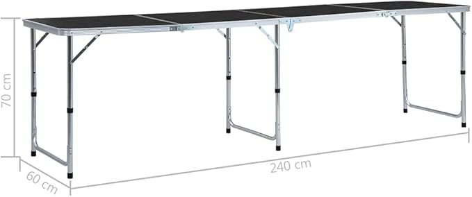 Foldable Camping Table Grey Aluminium 240x60 cm